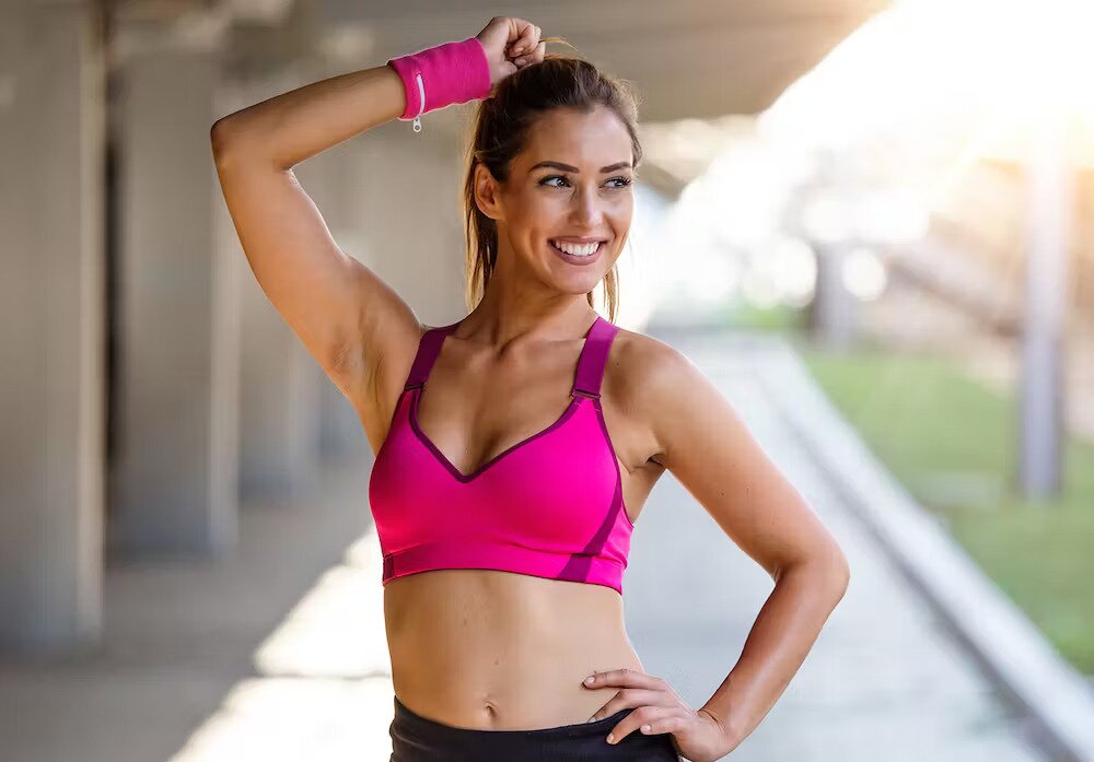 Bellevue semaglutide model in pink sports bra